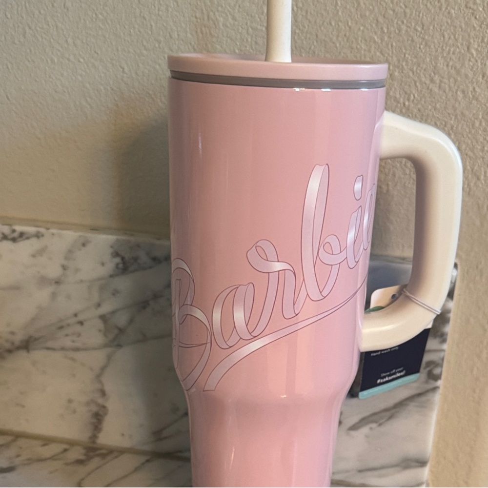 Pink BARBIE Tumbler with Handle NWT Great Gift!